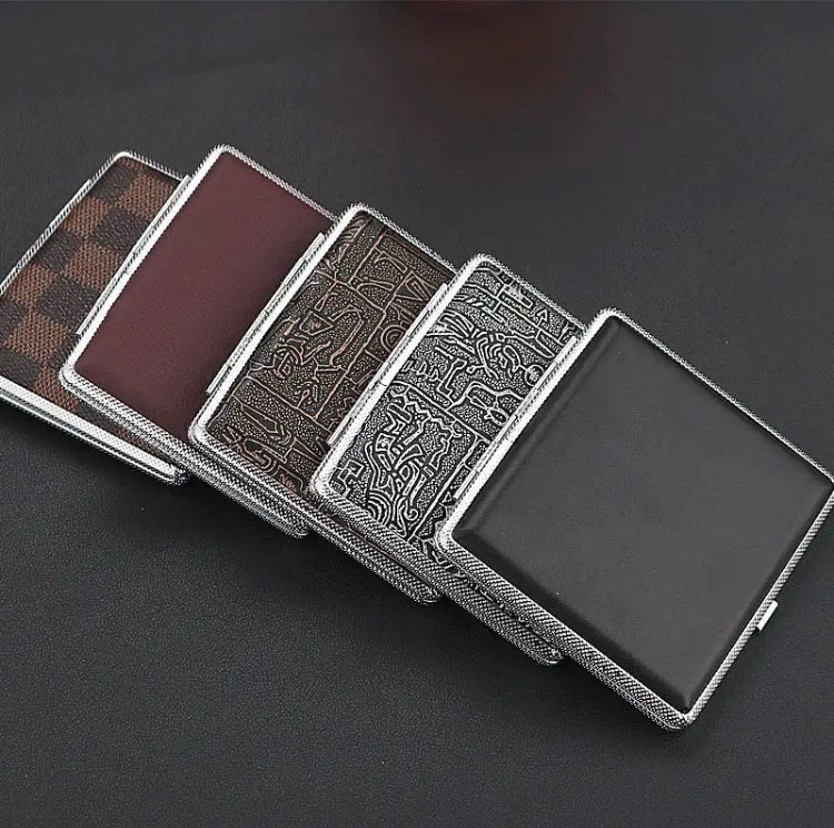 Leather Cigarette Box, 20 Cigarette Storage Box, Retro Flip Cigarette Dispenser, Ultrathin Portable Men's Cigarette Box Leather Cigarette Box, 20 Cigarette Storage Box, Retro Flip Cigarette Dispenser, Ultrathin Portable Men's Cigarette Box